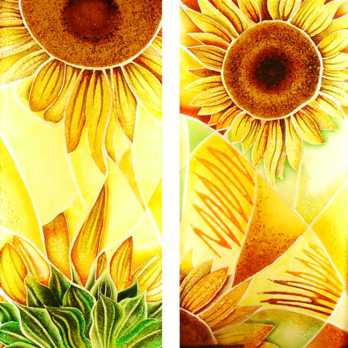 Glasmalerei mit Sonnenblumen