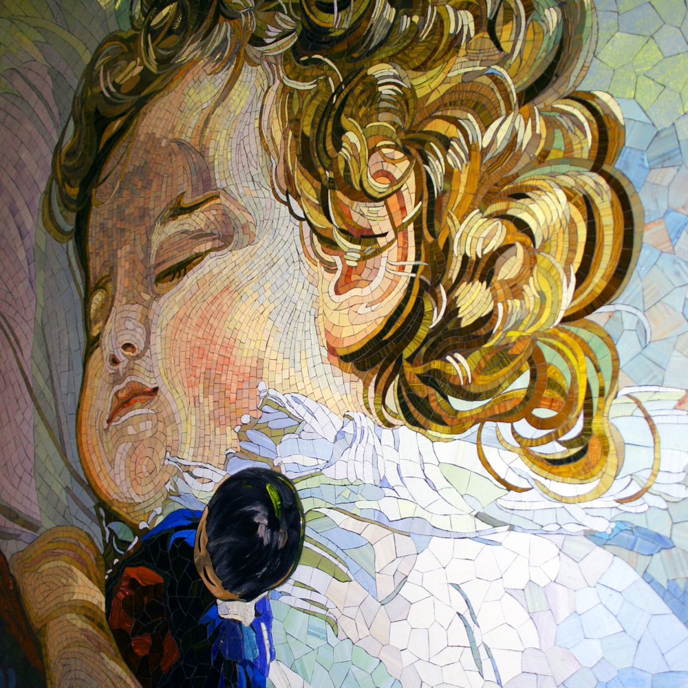 Mosaik mit schlafendem Jungen, Detailansicht
