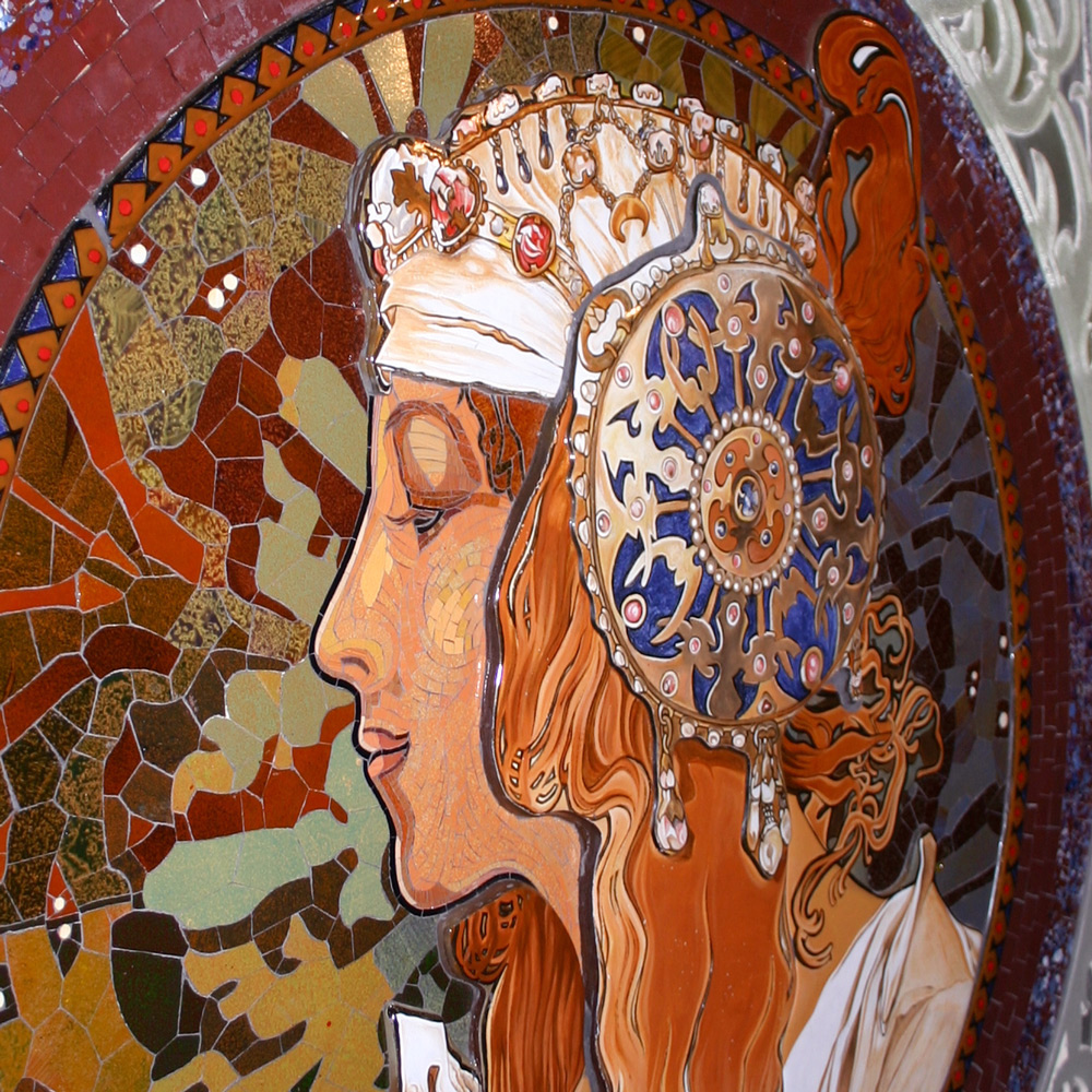 Mosaik nach Alphonse Mucha mit Glasfusion