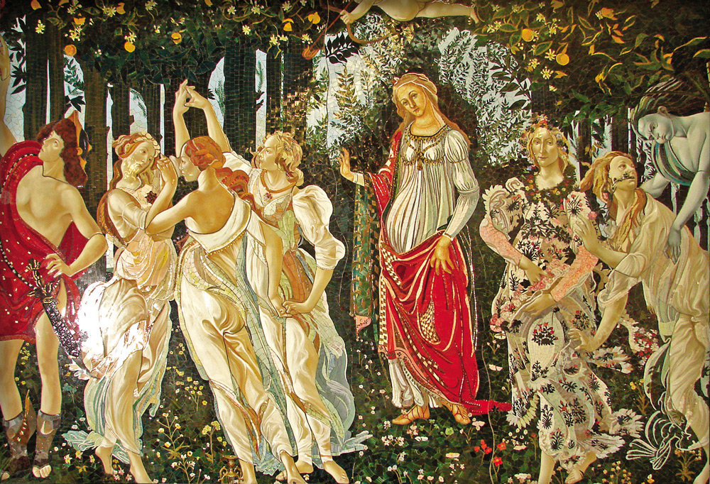 Großformatiges Mosaik nach Botticelli