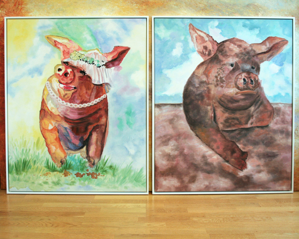 zafrane München Auftragsmalerei mit Schweinen