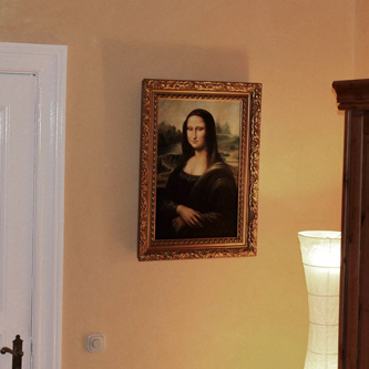 zafrane Gemäldekopie der Mona Lisa in Öl auf Leinwand
