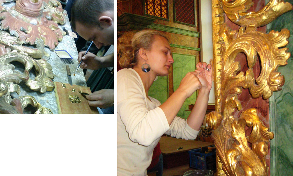 Vergoldung von Ornamenten und Restaurierung komplizierter Objekte